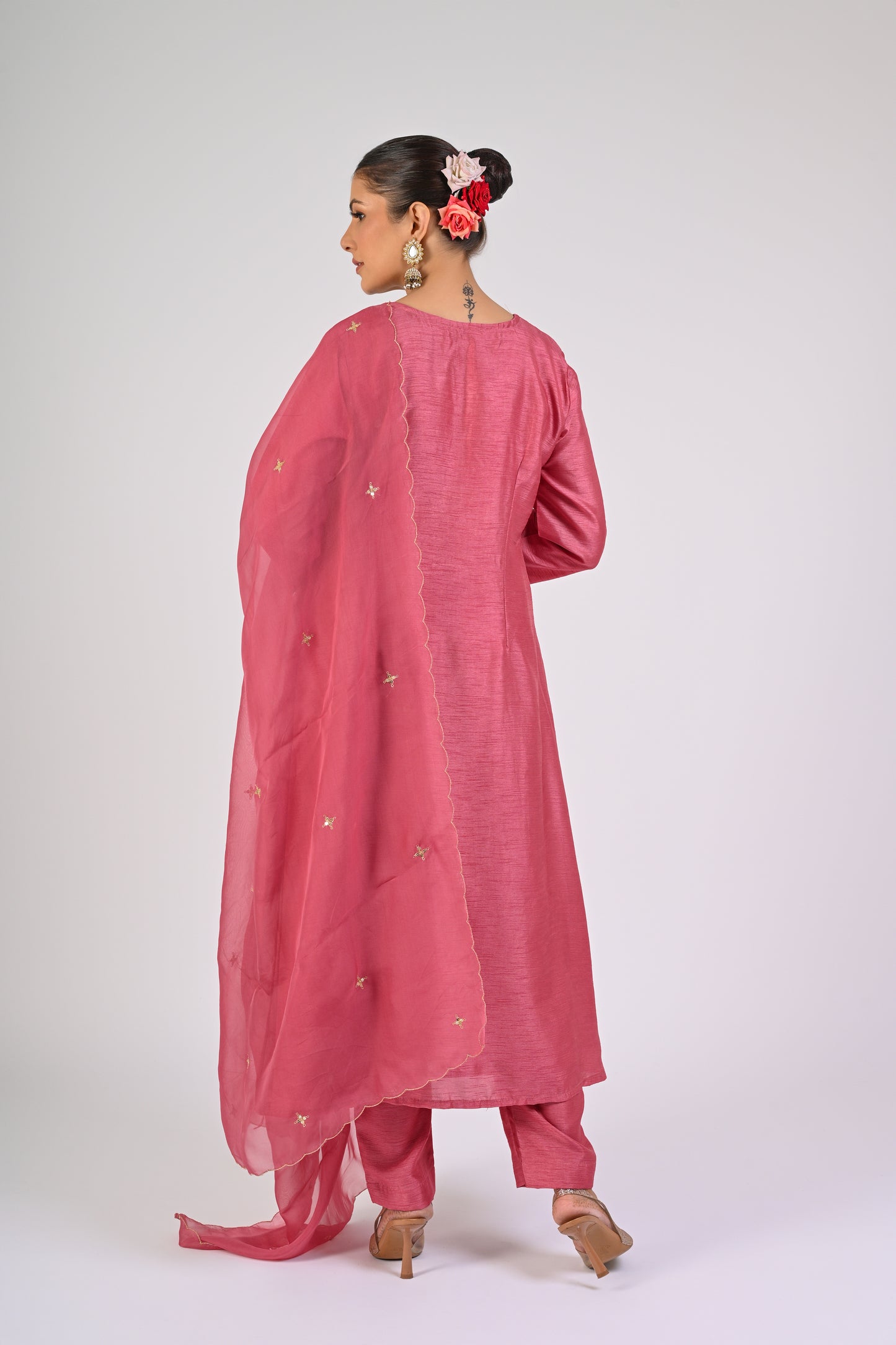 Dry Rose Anarkali Set