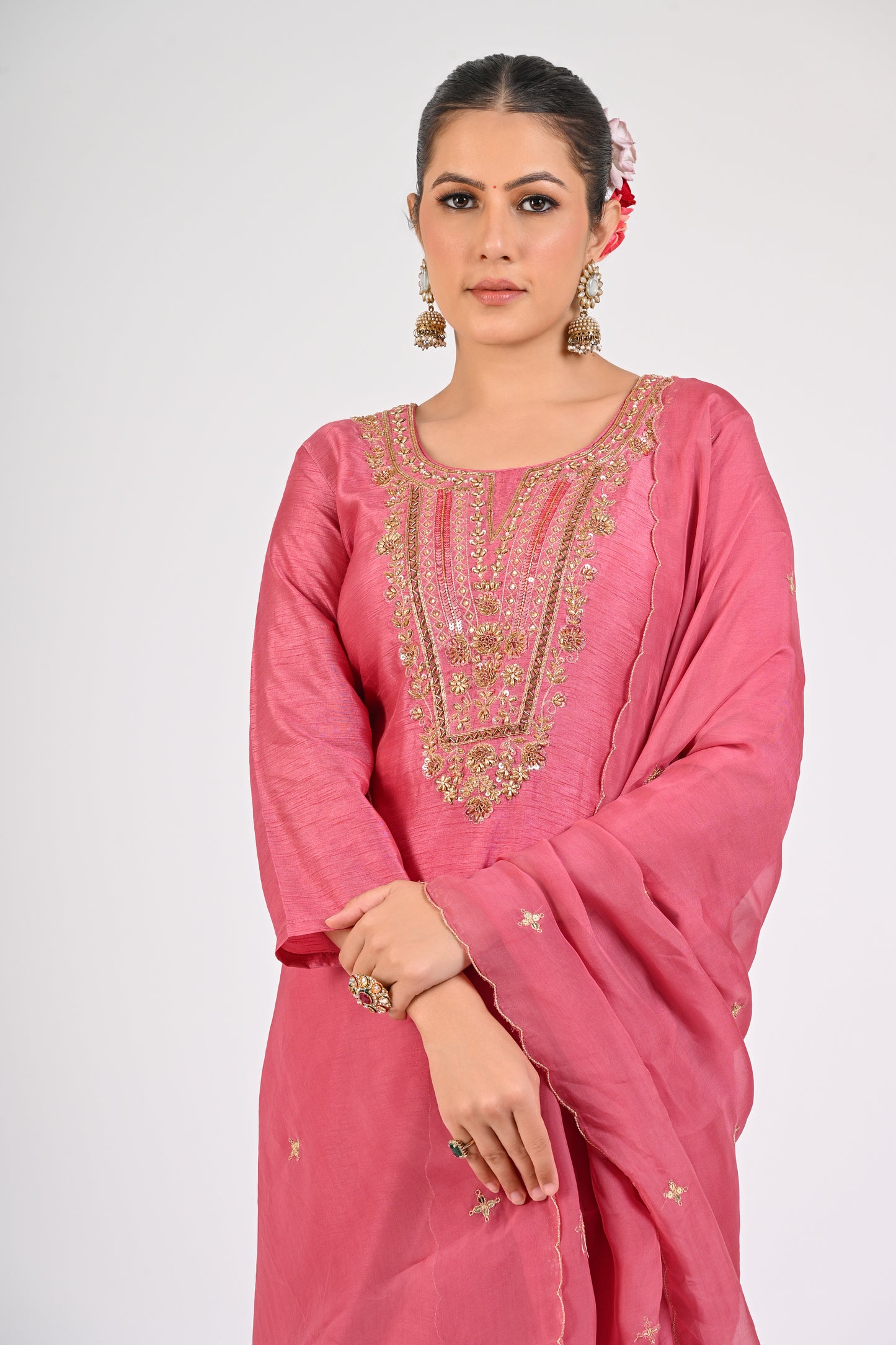 Dry Rose Anarkali Set