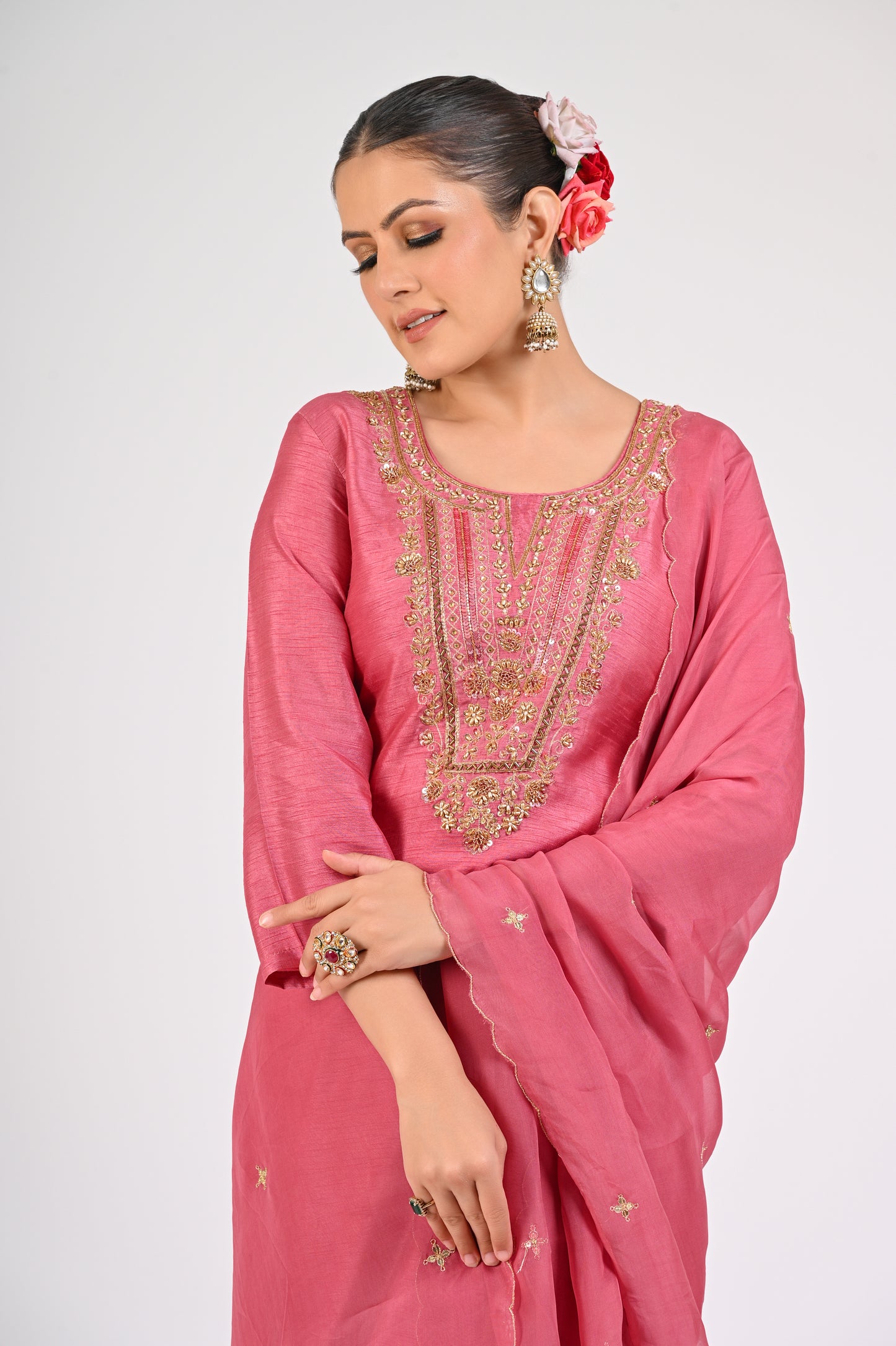 Dry Rose Anarkali Set