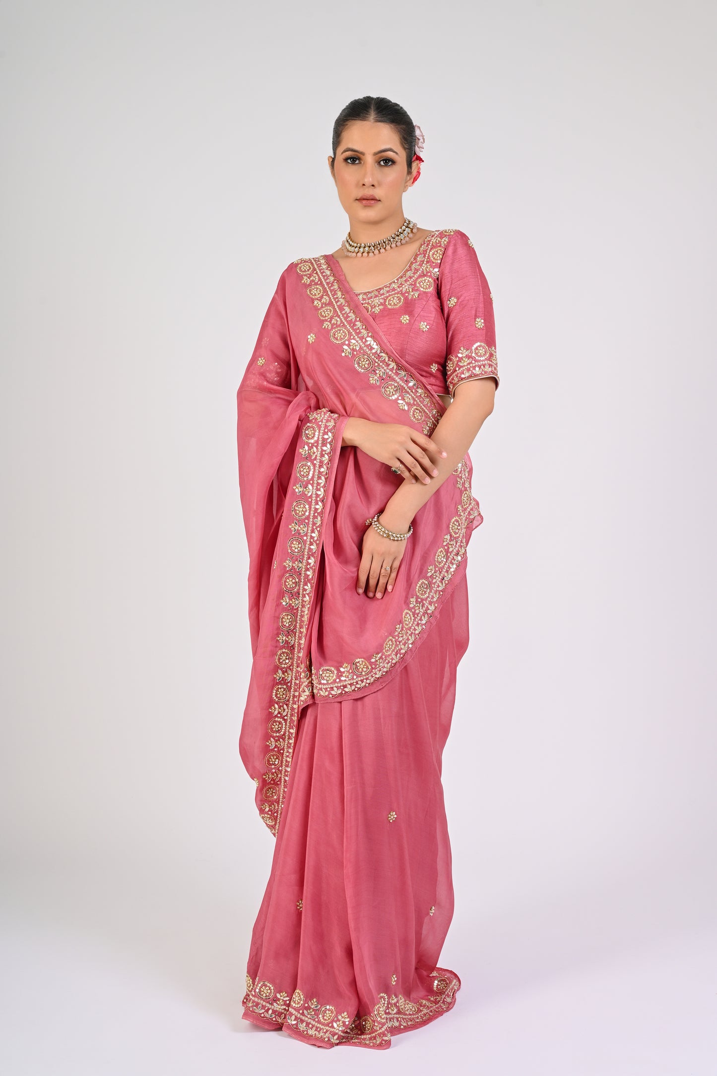 Dry Rose Saree Set