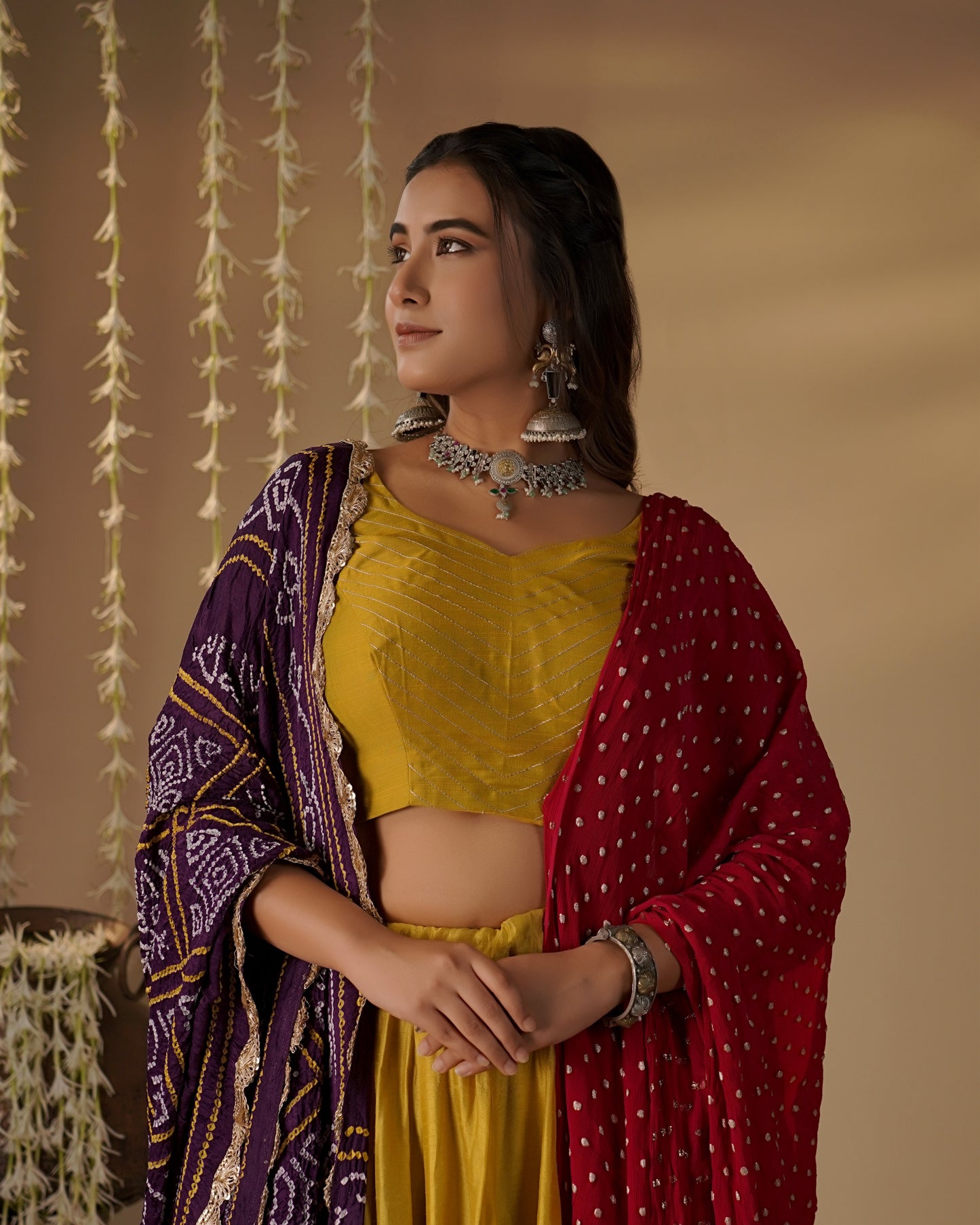 Mustard Yellow Lehenga Set with Bandhani Dupatta