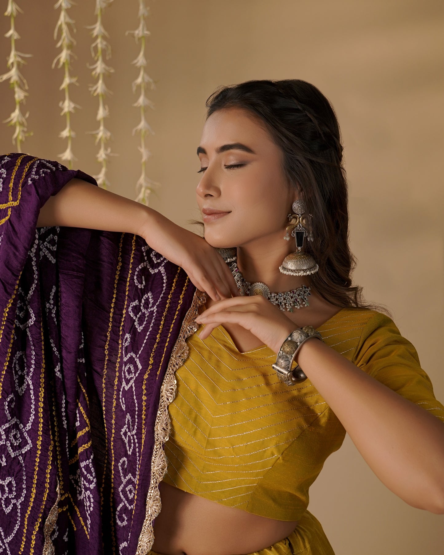 Mustard Yellow Lehenga Set with Bandhani Dupatta