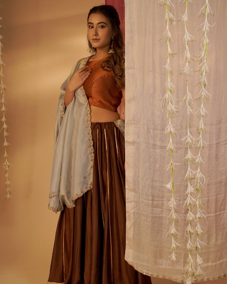Brown & Rust Lehenga Set
