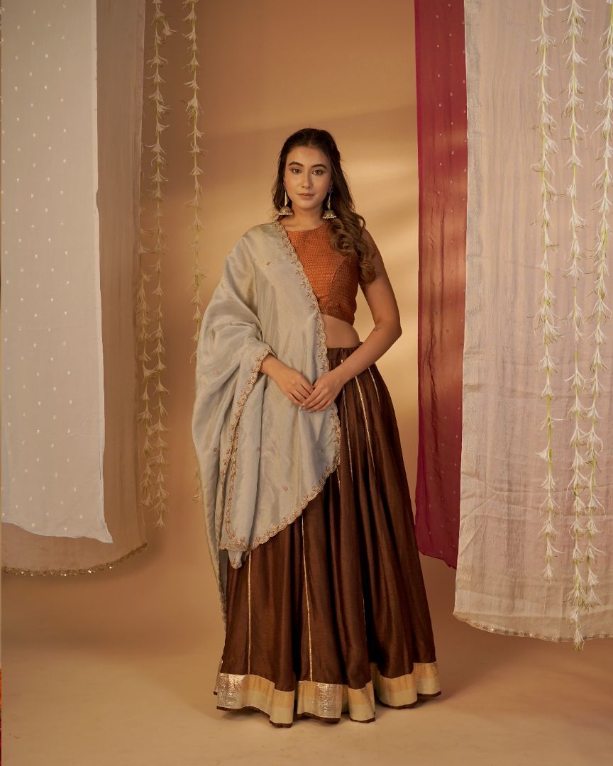 Brown & Rust Lehenga Set