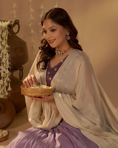 Lavender Zari Dot Lehenga Set