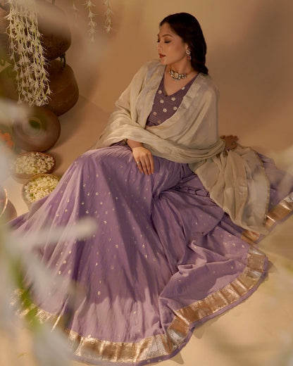 Lavender Zari Dot Lehenga Set
