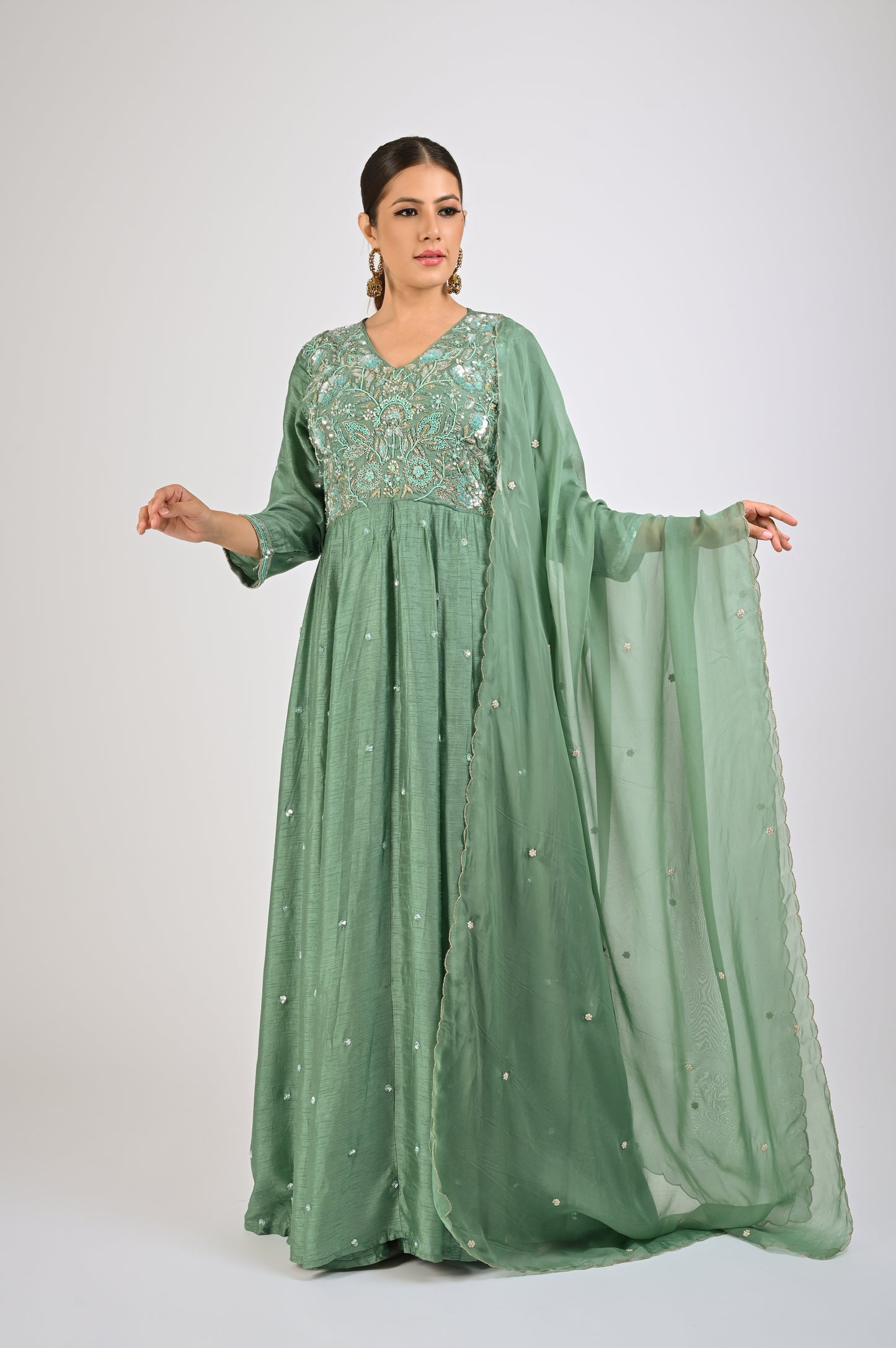 Granite Green Anarkali Set