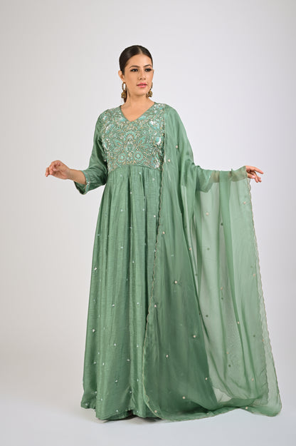 Granite Green Anarkali Set