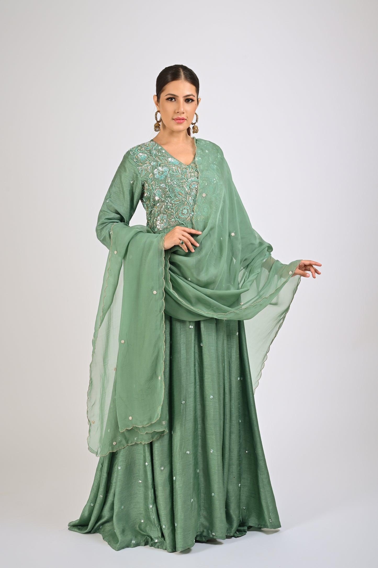 Granite Green Anarkali Set