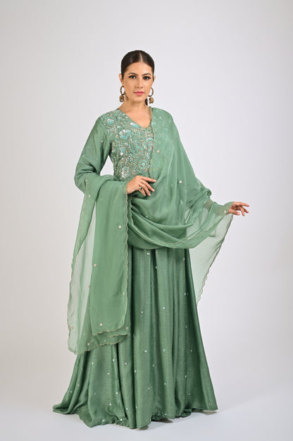 Granite Green Anarkali Set