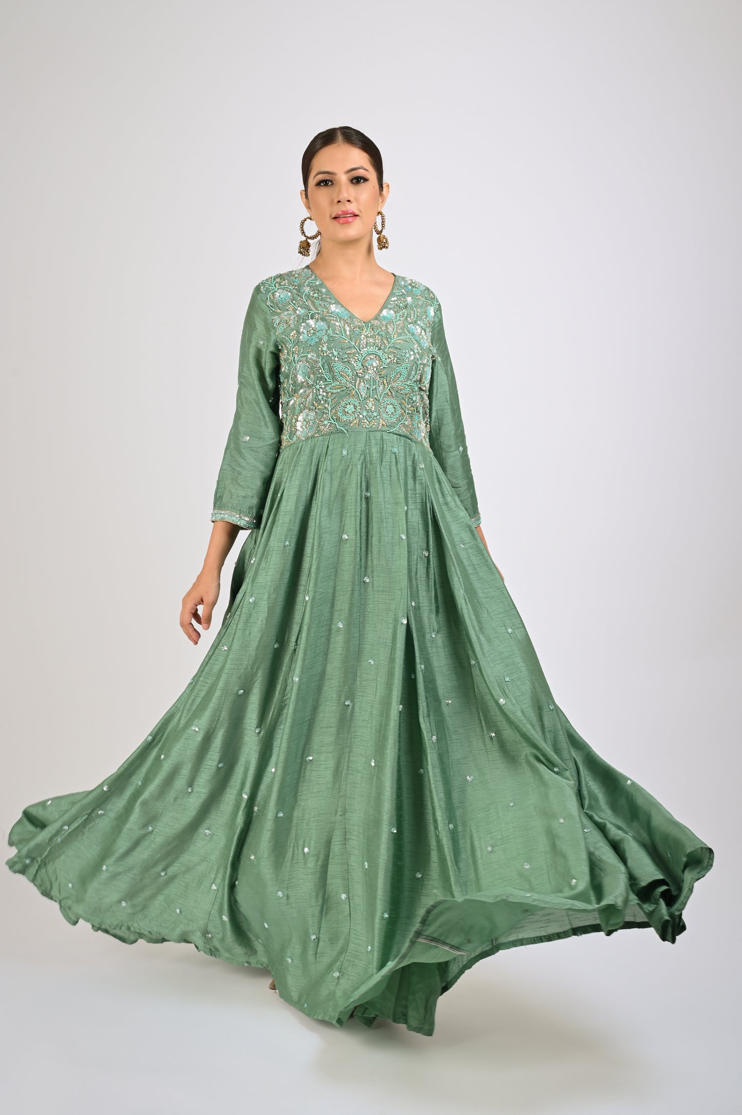 Granite Green Anarkali Set