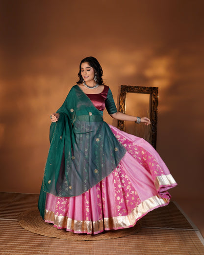 Pink & Emerald Lehenga Set