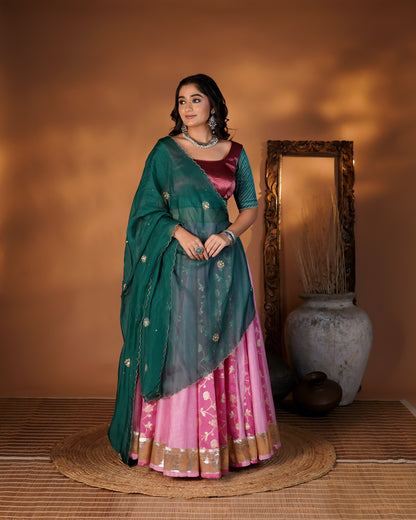 Pink & Emerald Lehenga Set