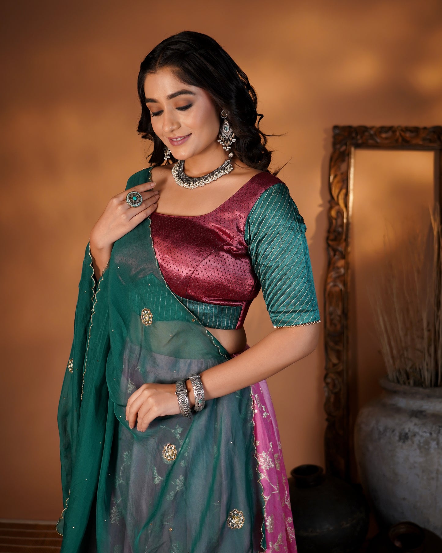 Pink & Emerald Lehenga Set