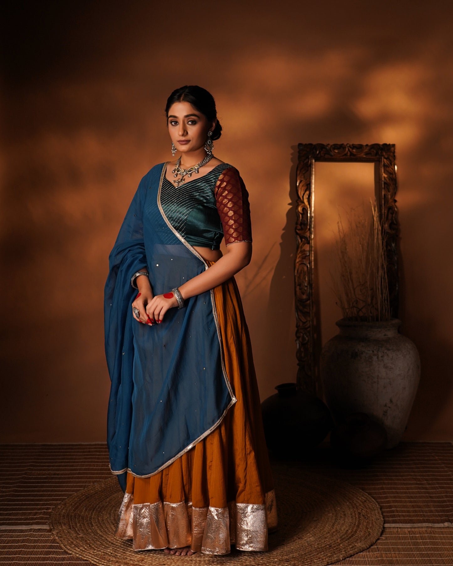 Mustard & Blue Lehenga Set