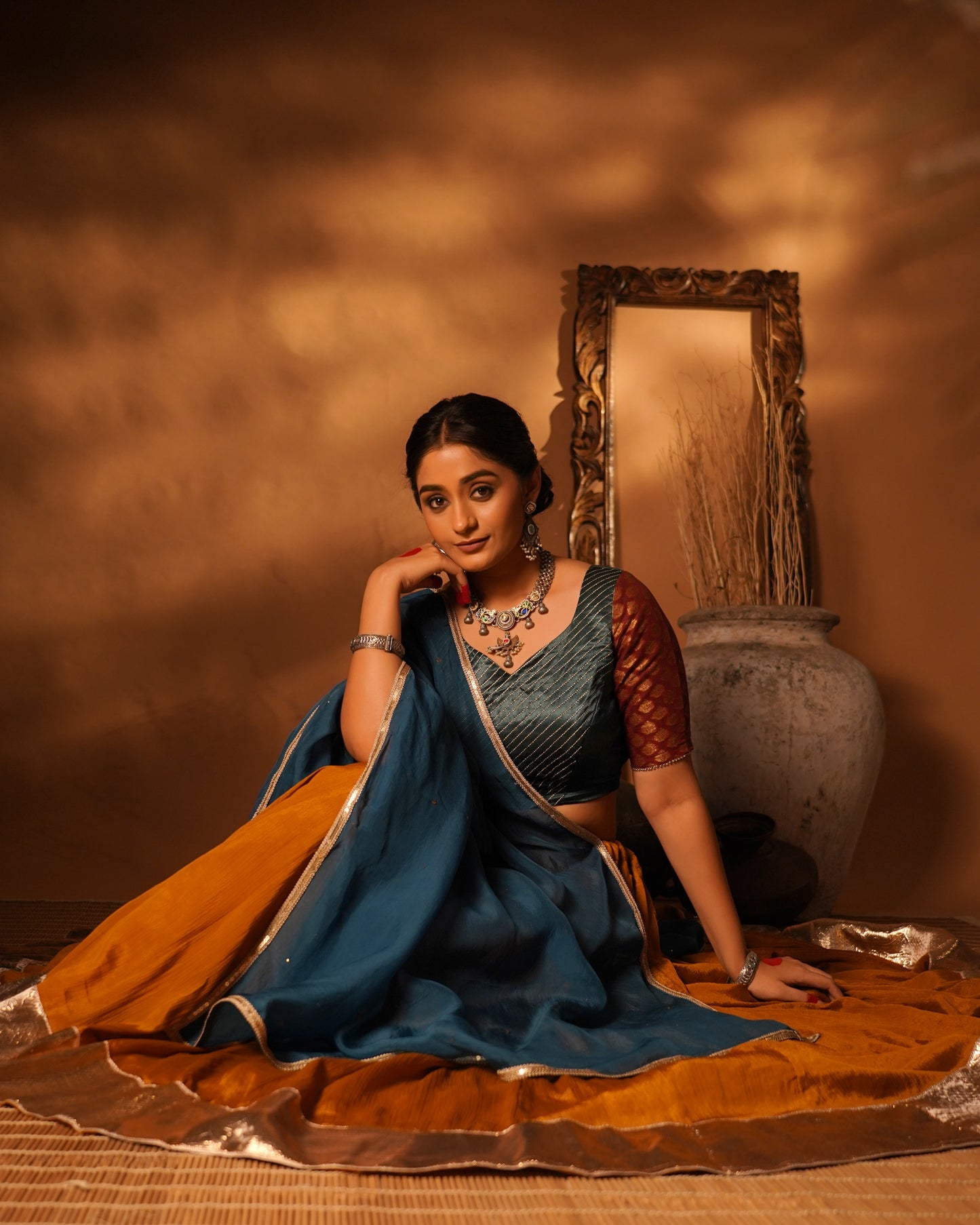 Mustard & Blue Lehenga Set