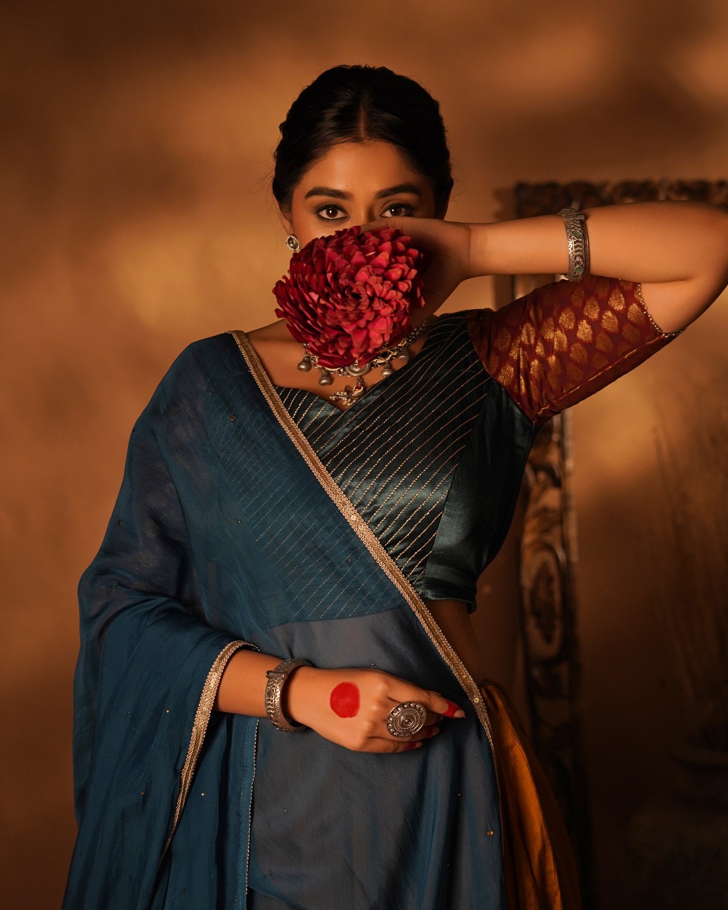 Mustard & Blue Lehenga Set