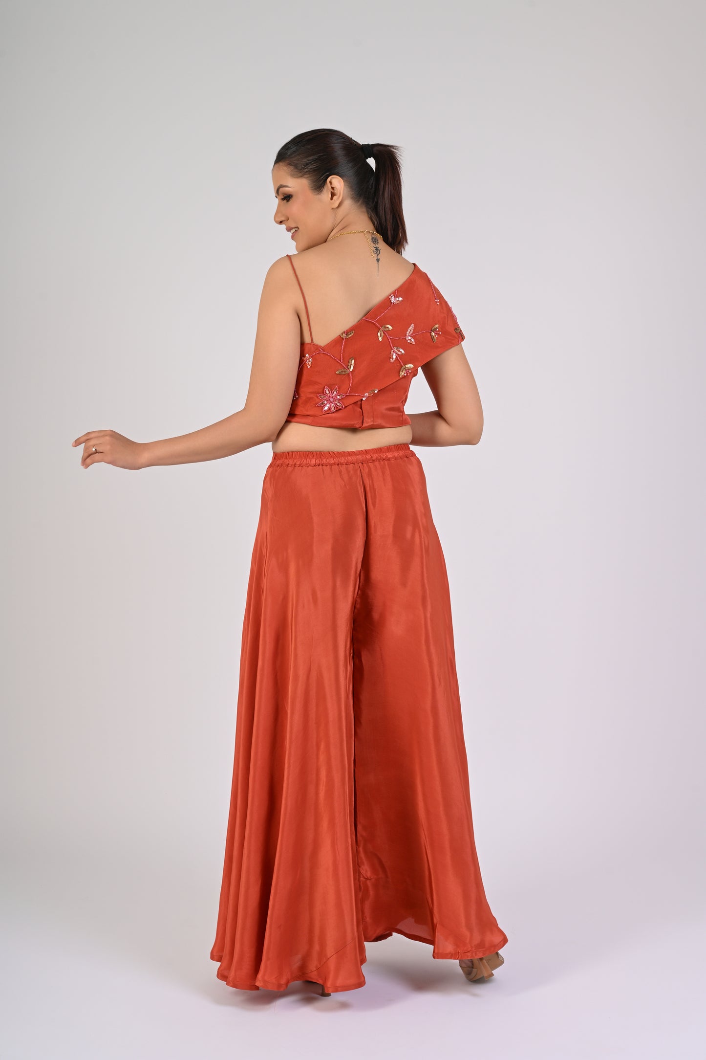 Rust Orange Embroidered Co-ord Set