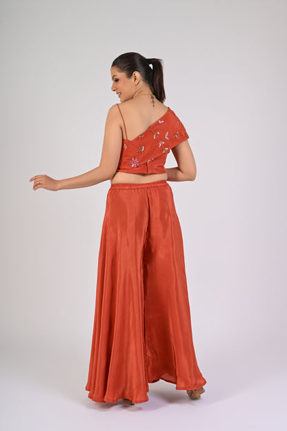 Rust Orange Embroidered Co-ord Set