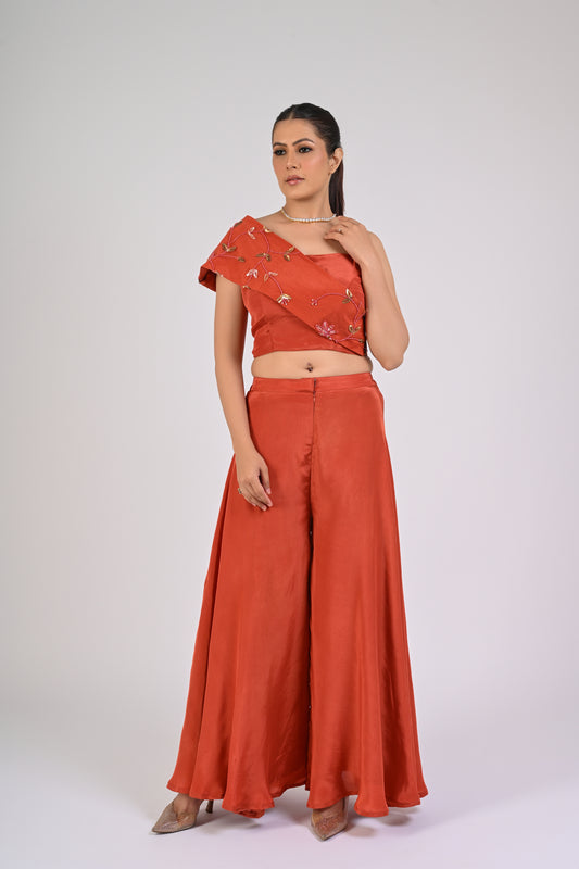 Rust Orange Embroidered Co-ord Set