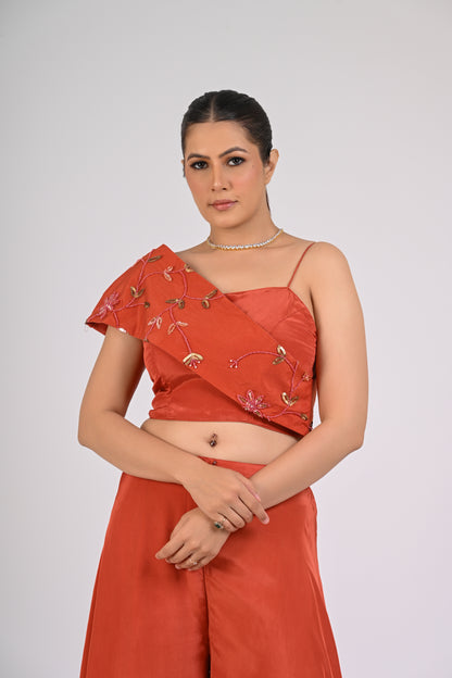 Rust Orange Embroidered Co-ord Set