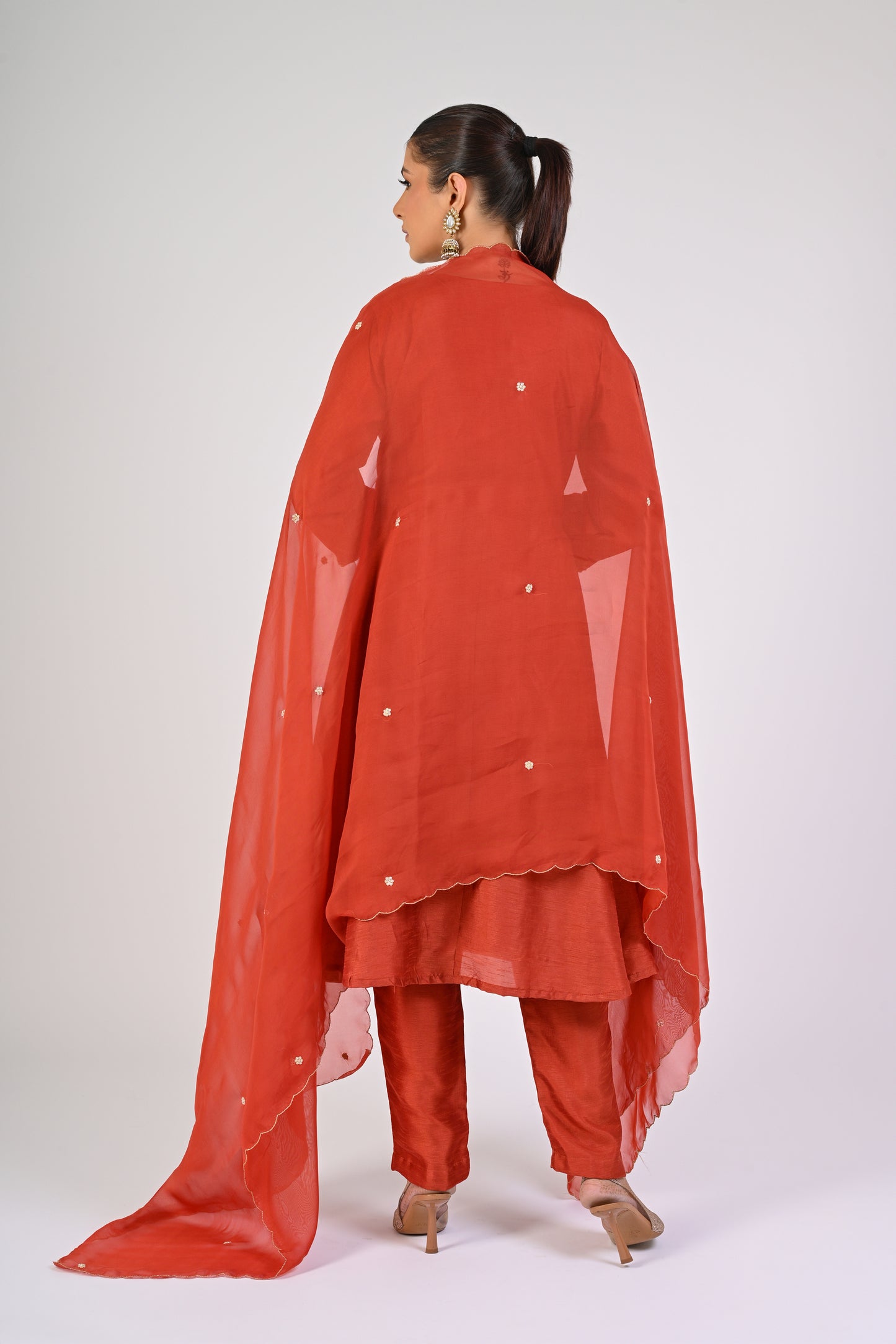 Rust Orange Anarkali Set
