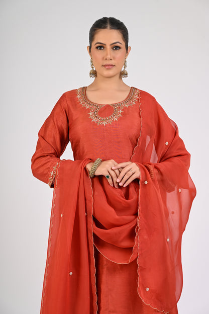 Rust Orange Anarkali Set