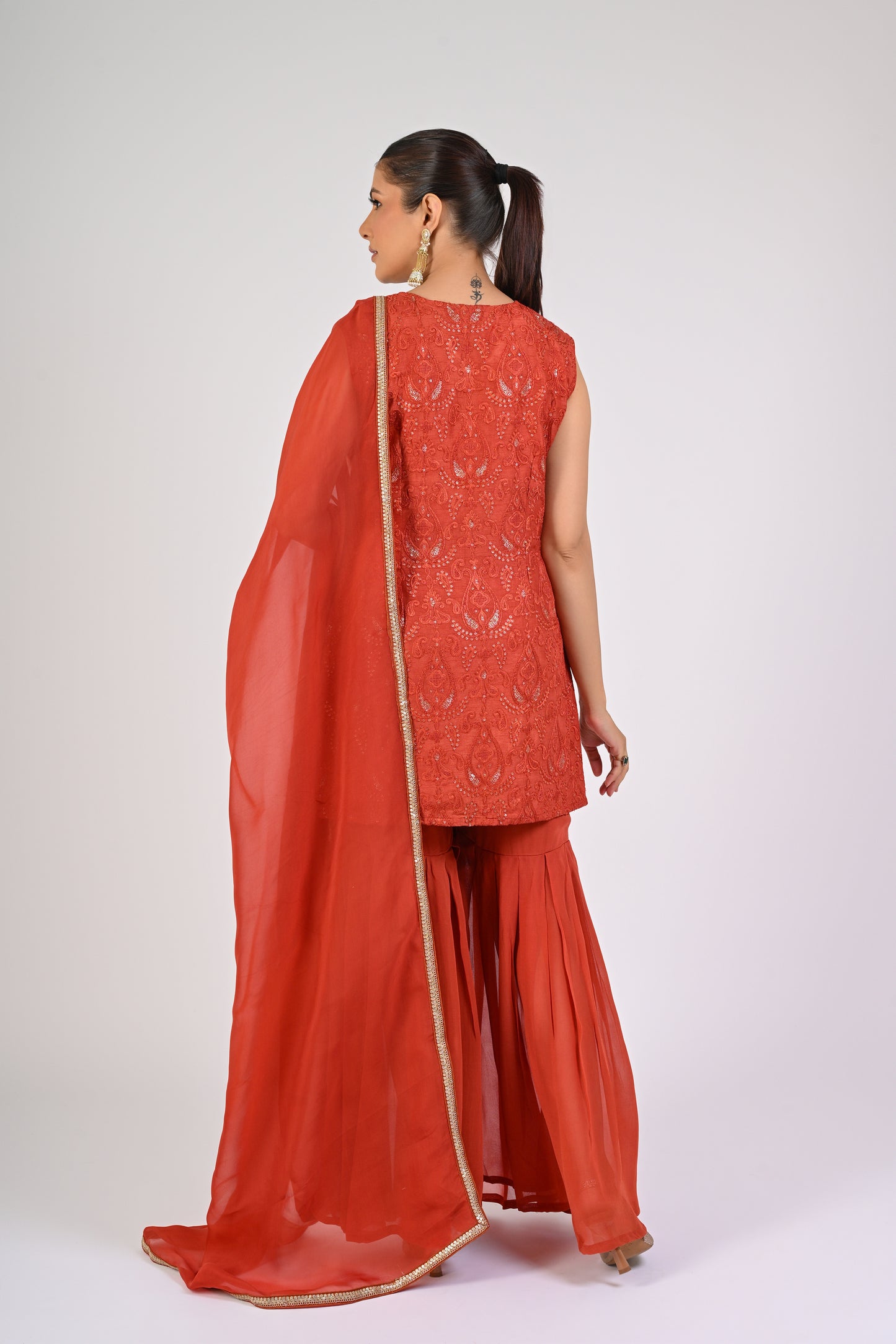 Rust Orange Sharara Set
