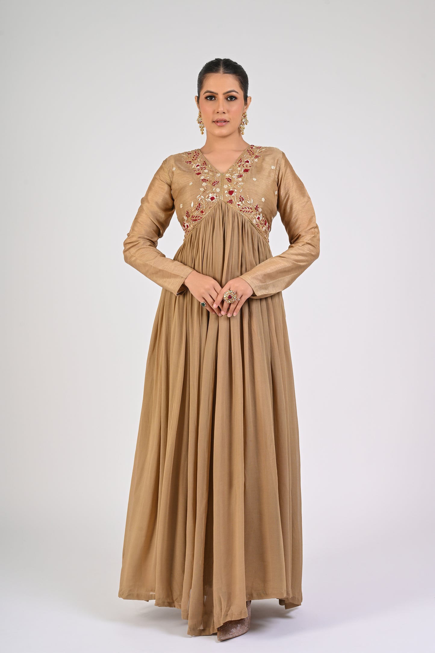 Dull Gold Anarkali Set
