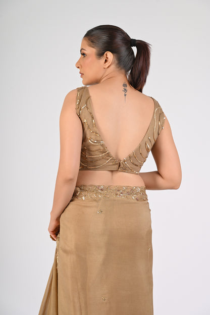 Dull Gold Saree Set
