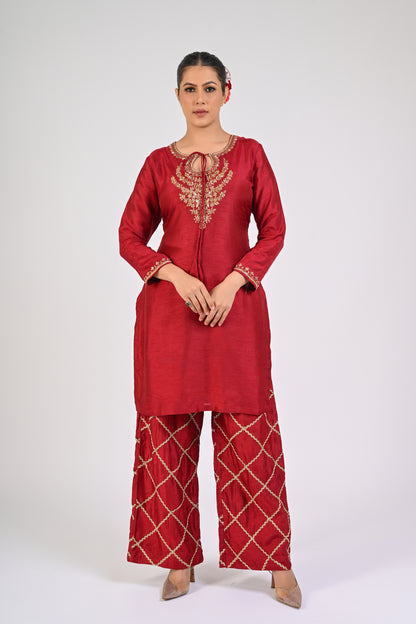 Syrah Red Kurta Set