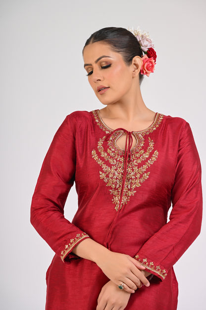 Syrah Red Kurta Set