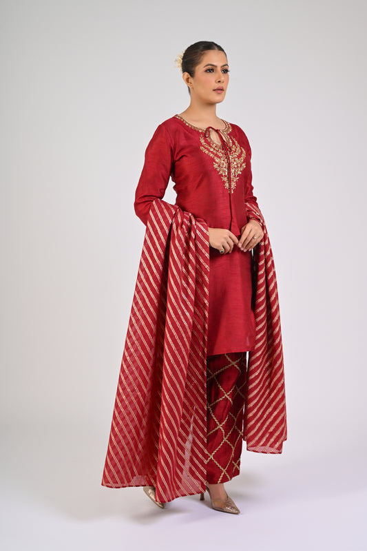 Syrah Red Kurta Set