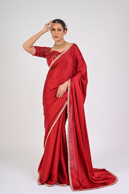 Syrah Red Saree Set