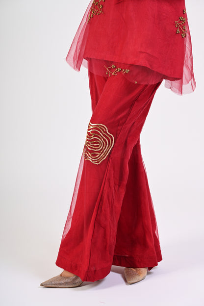 Syrah Red Peplum Set