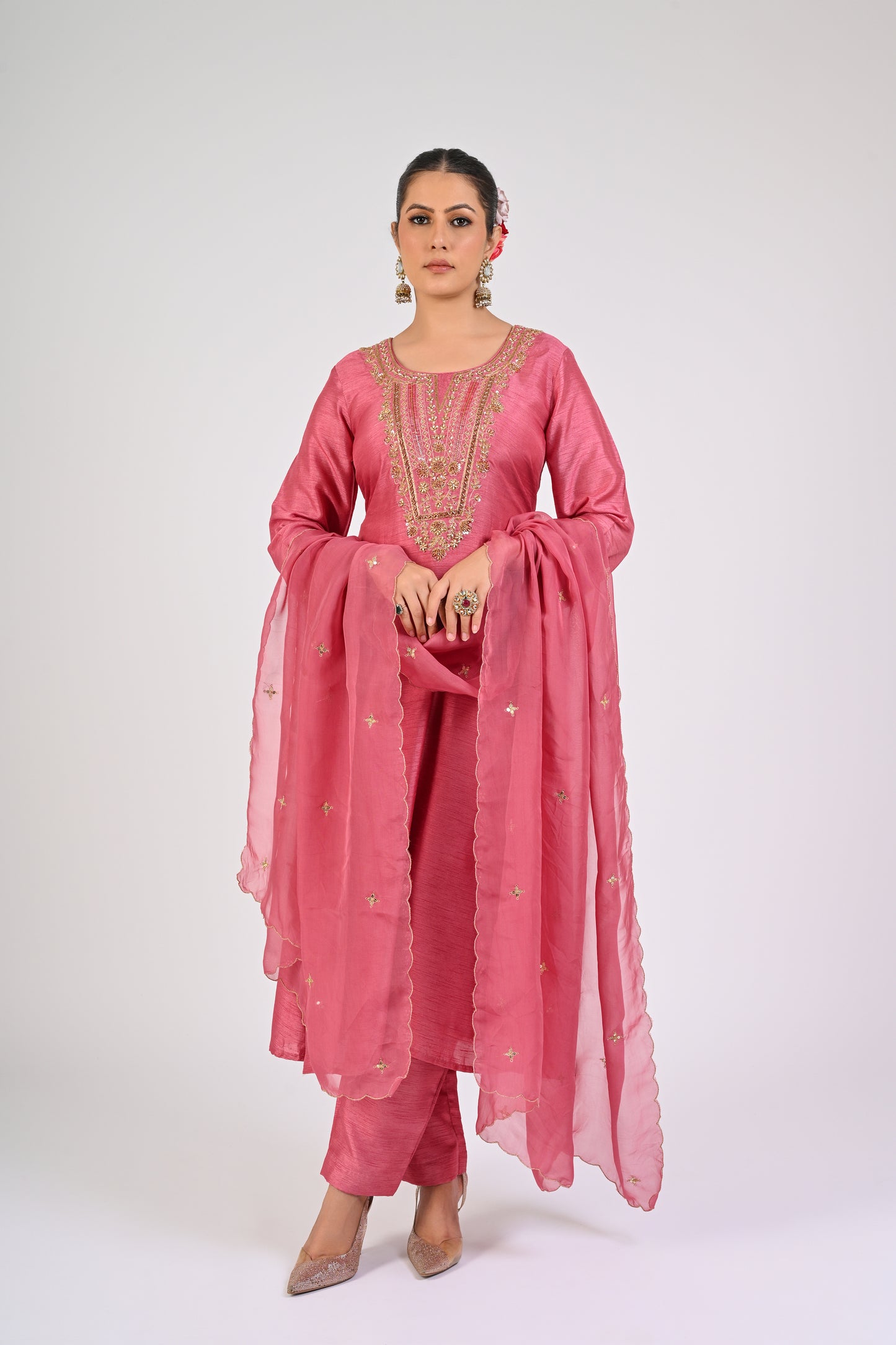 Dry Rose Anarkali Set