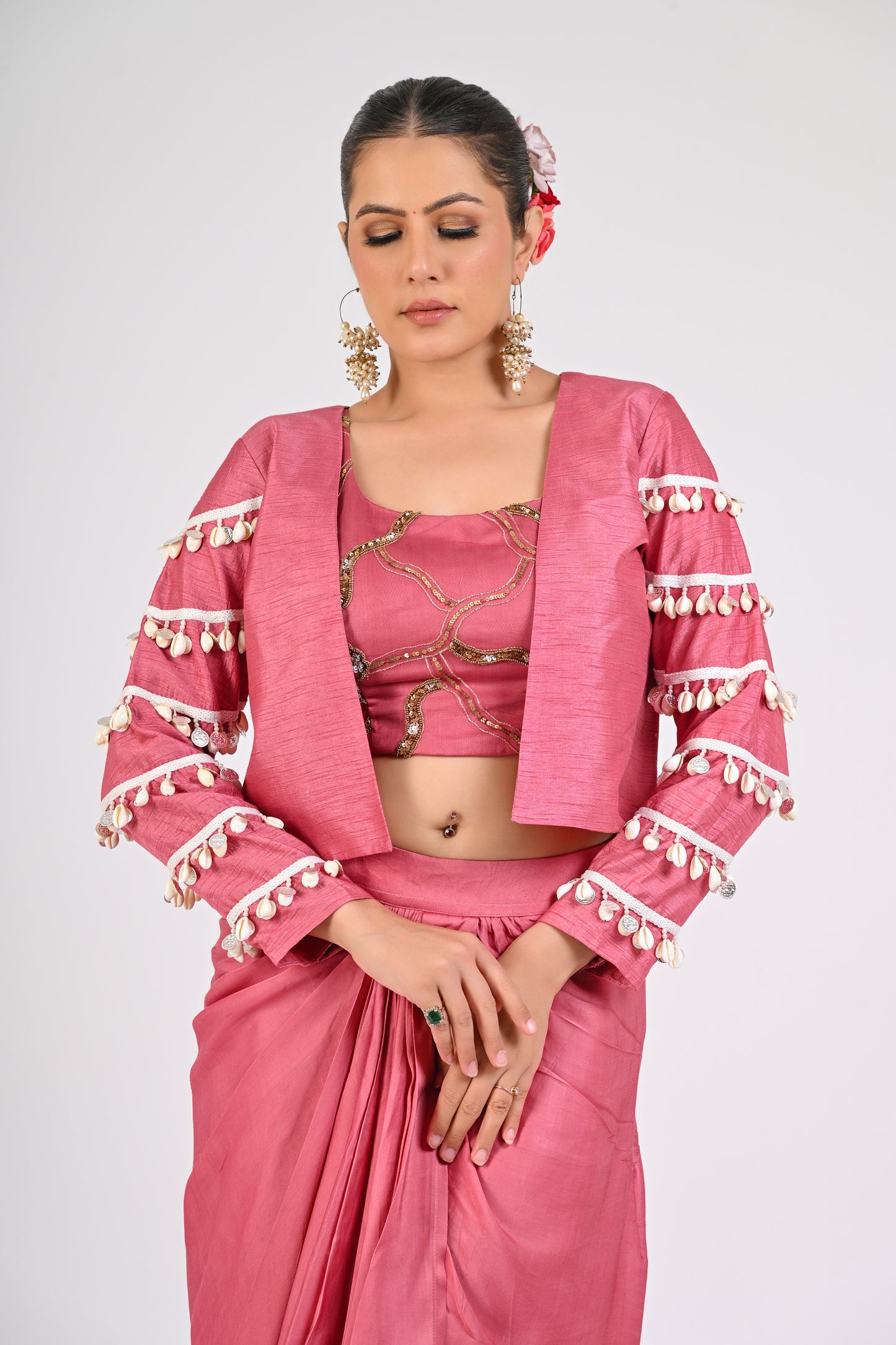 Dry Rose Draped Skirt with Jacket