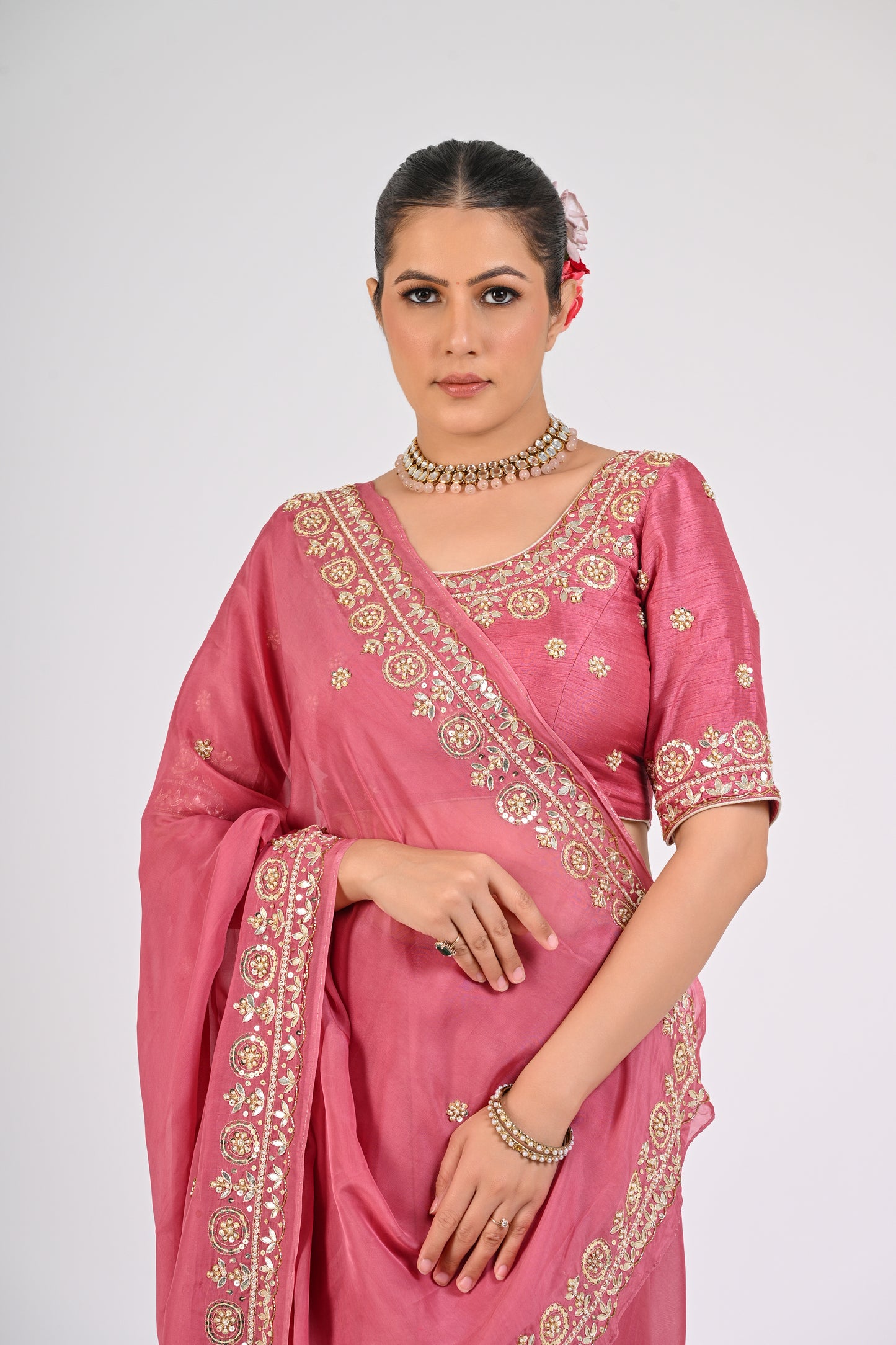 Dry Rose Saree Set
