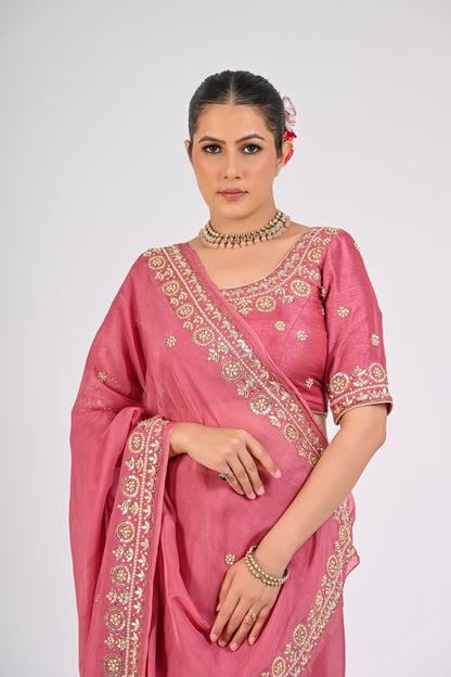 Dry Rose Saree Set