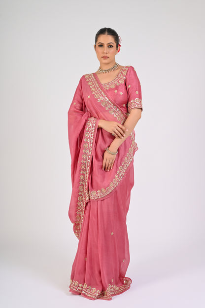 Dry Rose Saree Set
