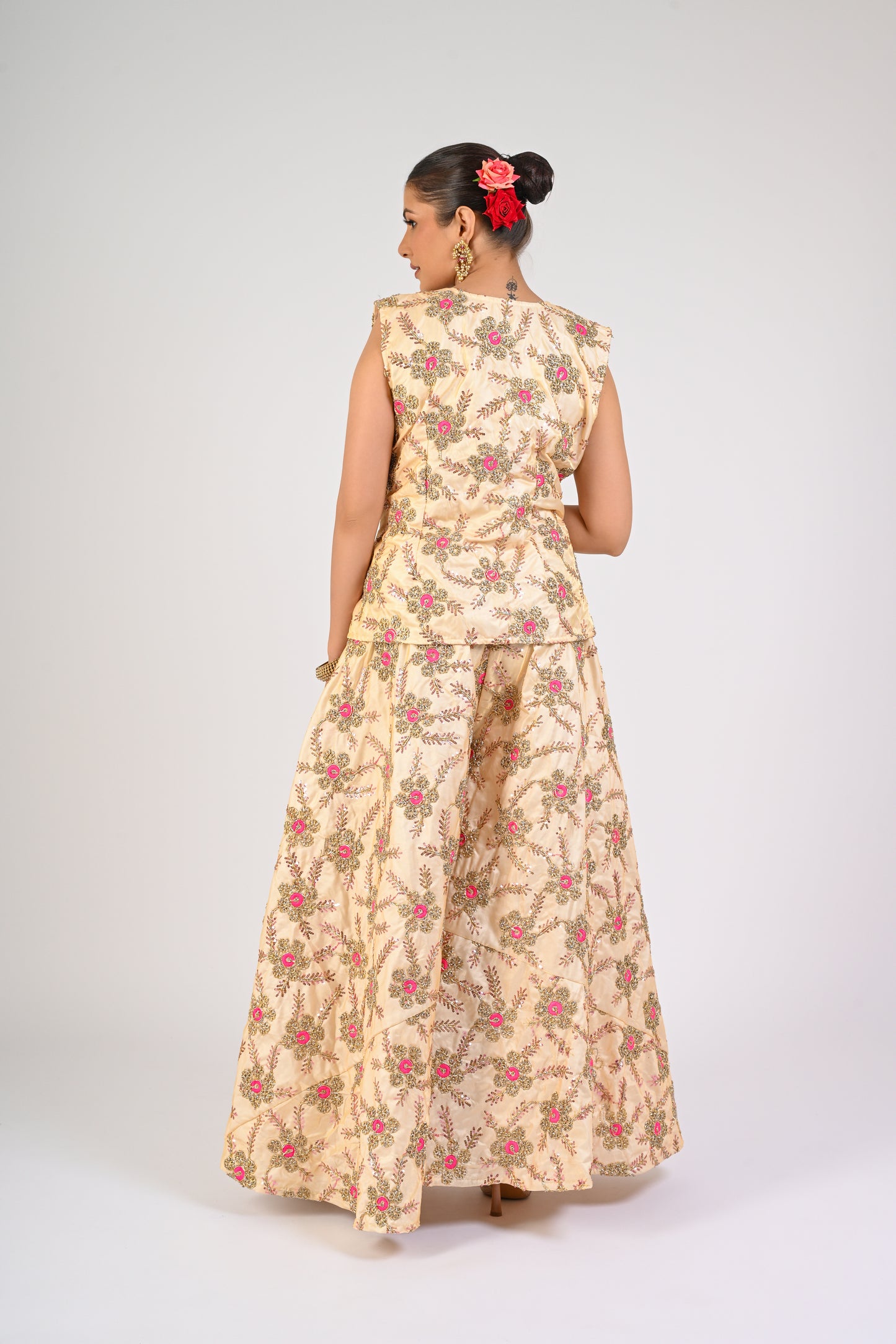 Ivory & Pink Embroidered Co-Ord Set